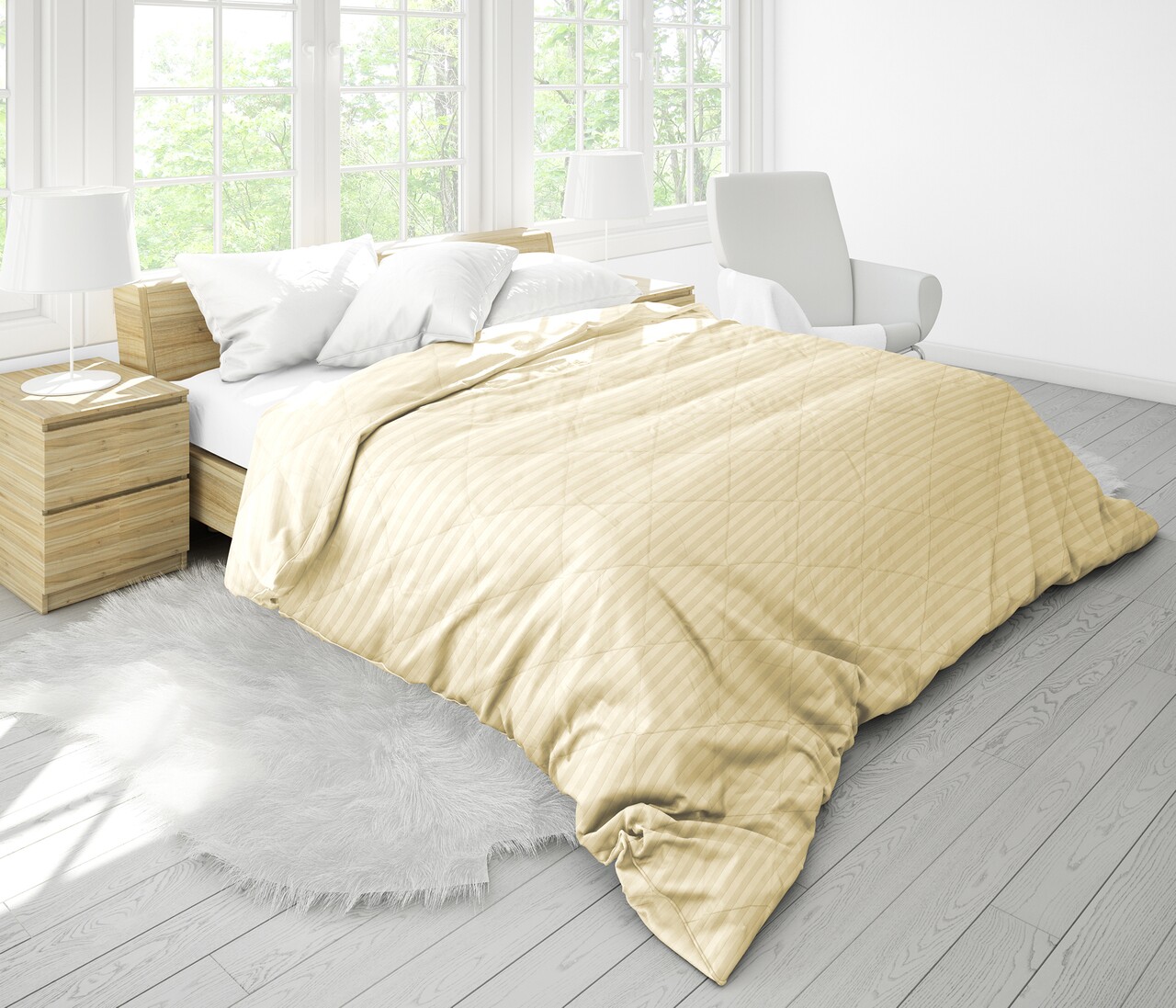 Pilota Alcam Damasc Ivoire 140x200 cm, umplutura cu bambus, 300 g/mp - imagine 6
